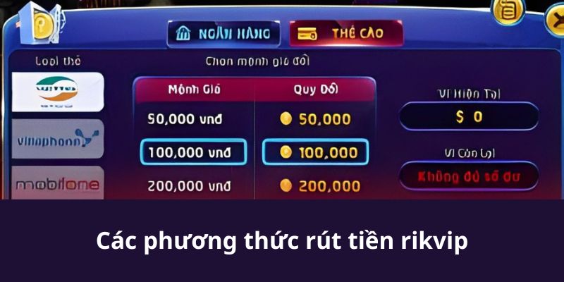 Các phương thức nạp tiền